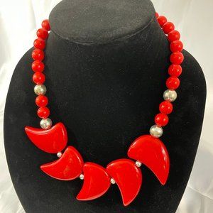 Vintage Red Bead Costume 21" necklace